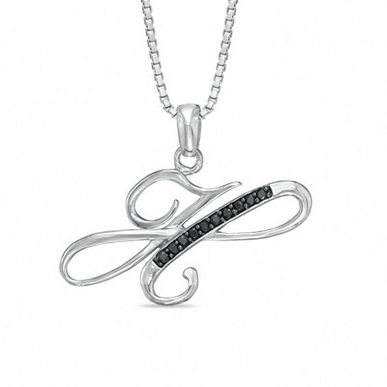 Enhanced Black Diamond Accent H Initial Pendant In Sterling Silver Enhanced Black Diamond Accent H Initial Pendant In Sterling Silver