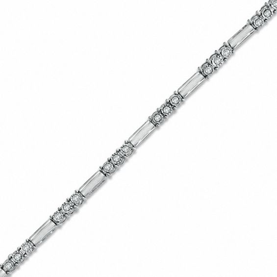1 4 Ct T W Diamond Three Stone Line Bracelet In 10k White Gold T W Diamond Three Stone Line Bracelet In 10k White Gold