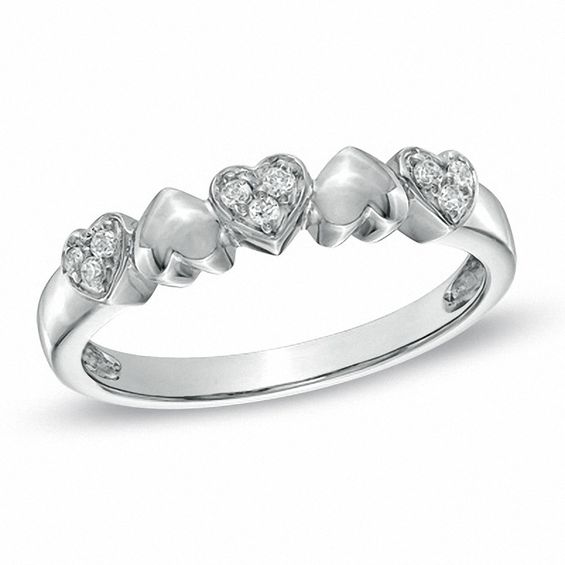 1/10 CT. T.W. Diamond Five Heart Promise Ring in Sterling Silver Promise Rings Wedding Zales