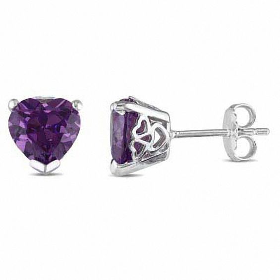 8 0mm Heart Shaped Lab Created Alexandrite Stud Earrings In Sterling 8 0mm Heart Shaped Lab Created Alexandrite Stud Earrings In Sterling Silver