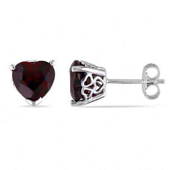 8 0mm Heart Shaped Garnet Stud Earrings In Sterling Silver Online 8 0mm Heart Shaped Garnet Stud Earrings In Sterling Silver
