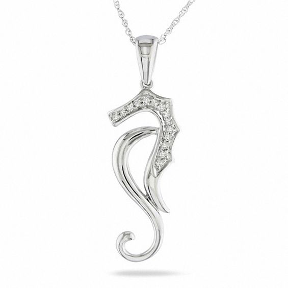 Diamond Accent Seahorse Pendant in 10K 