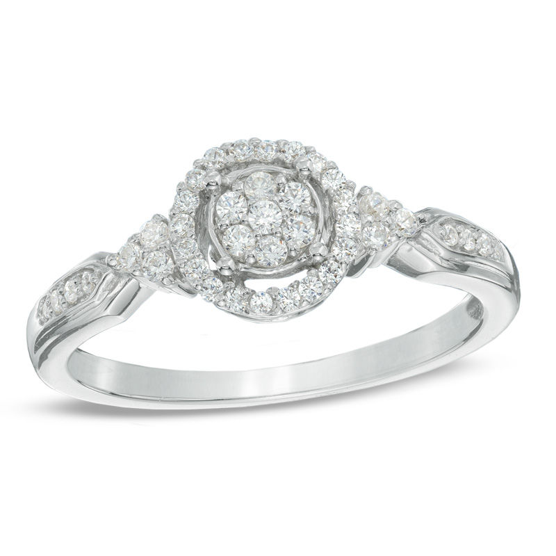 1/5 CT. T.W. Diamond Cluster Promise Ring in 10K White Gold Promise Rings Wedding Zales