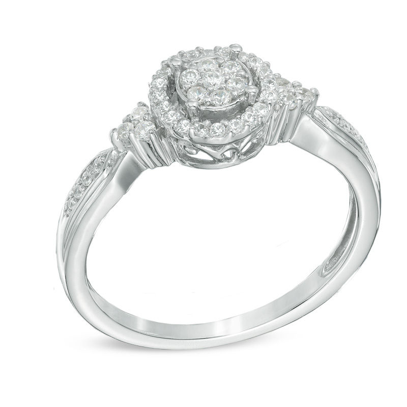 1/5 CT. T.W. Diamond Cluster Promise Ring in 10K White Gold Promise