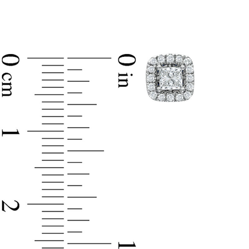 Main Image 2 of Vera Wang Love Collection 1/2 CT. T.W. Princess-Cut Diamond Frame Stud Earrings in 14K White Gold