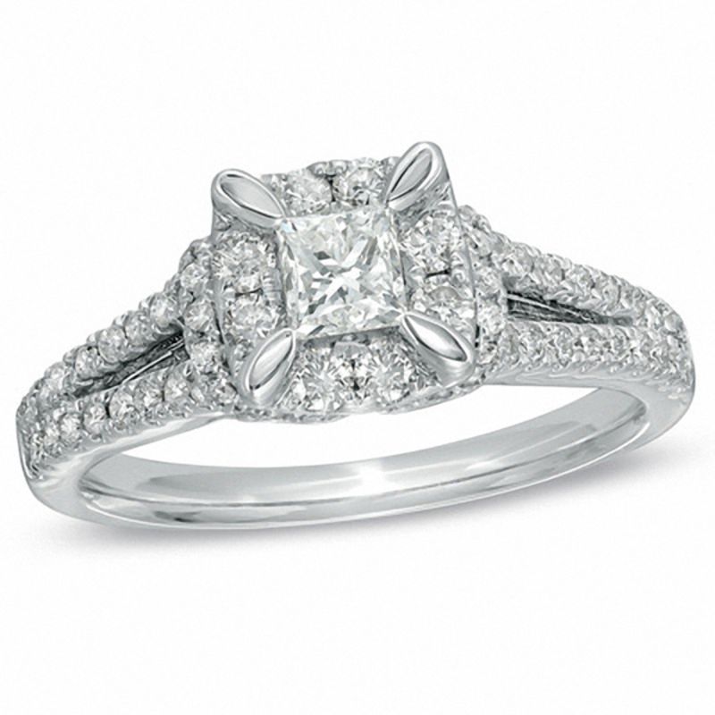 1 CT. T.W. Princess-Cut Diamond Vintage-Style Engagement Ring in 14K White Gold