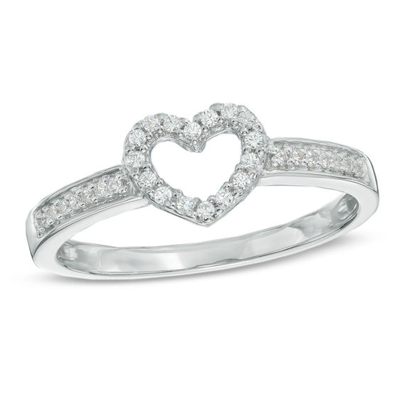 1/10 CT. T.W. Diamond Heart Ring in Sterling Silver Diamond Rings