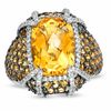 Thumbnail Image 1 of Cushion-Cut Citrine and White Topaz Ring in Sterling Silver