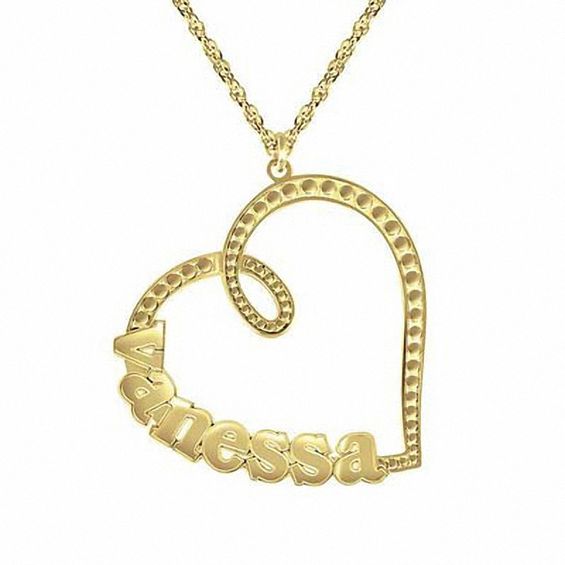 Personalized Name Heart Pendant In Sterling Silver With 14k Gold Personalized Name Heart Pendant In Sterling Silver With 14k Gold Plate 8 Characters