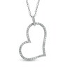 Thumbnail Image 0 of 1/10 CT. T.W. Diamond Tilted Heart Outline Pendant in 10K White Gold