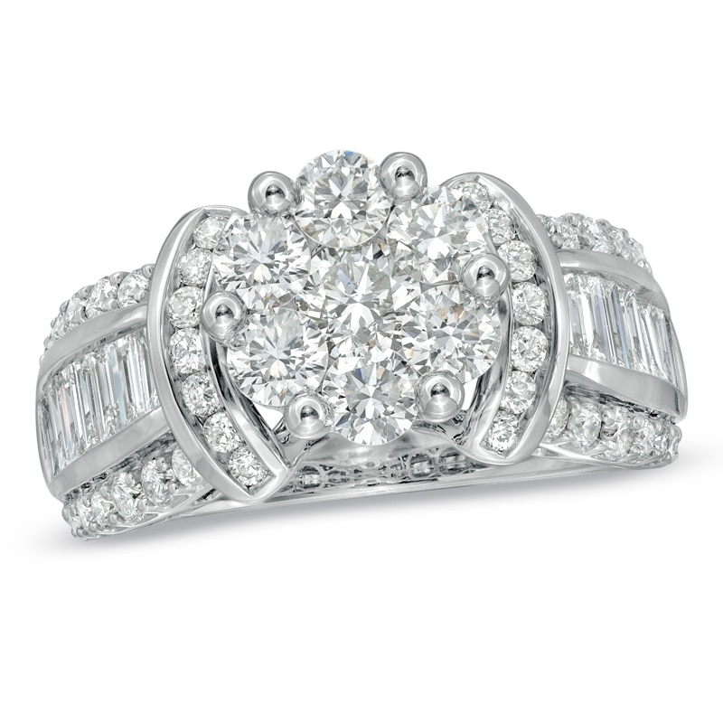 2-1/4 CT. T.W. Diamond Cluster Engagement Ring in 14K White Gold