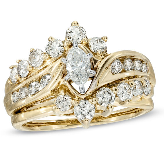 14k White Gold Finish 3.00 Ct Marquise Cut Diamond Engagement Wedding Ring Set 