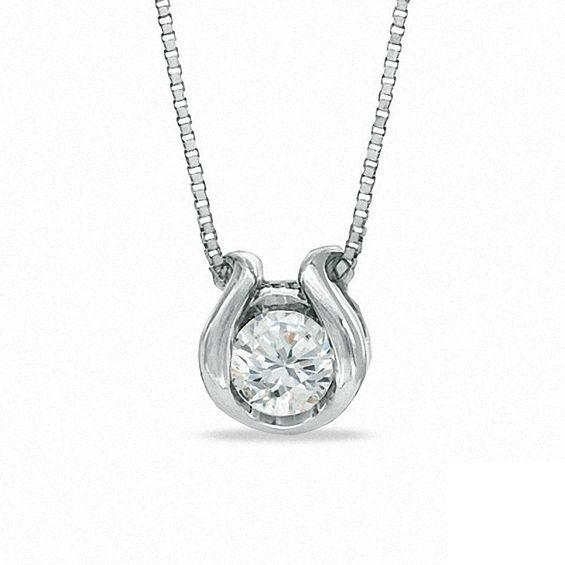 Sirena Diamond Accent Solitaire Horseshoe Pendant In 14k White Gold Sirena Diamond Accent Solitaire Horseshoe Pendant In 14k White Gold