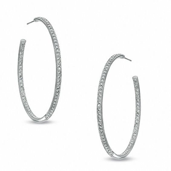 Ava Nadri Crystal Inside Out Hoop Earrings In White Rhodium Br Ava Nadri Crystal Inside Out Hoop Earrings In White Rhodium Br