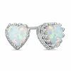 Thumbnail Image 0 of 6.0mm Heart-Shaped Lab-Created Opal Crown Earrings in Sterling Silver