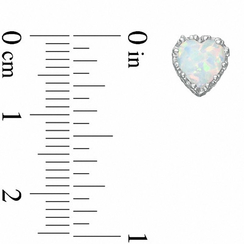 6.0mm Heart-Shaped Lab-Created Opal Crown Earrings in Sterling Silver