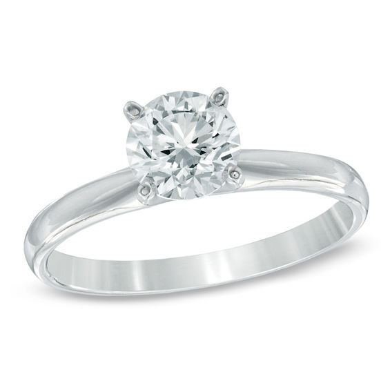 Available Matchi 4-Prong Round Cut Solitaire Engagement Ring in 14K White Gold 