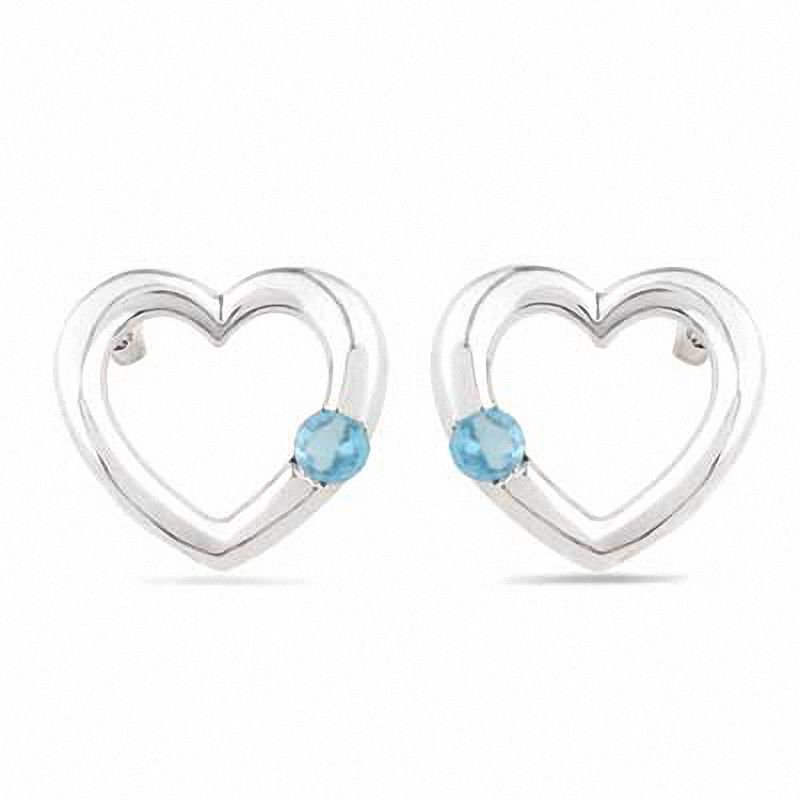 Blue Topaz Heart Earrings in Sterling Silver