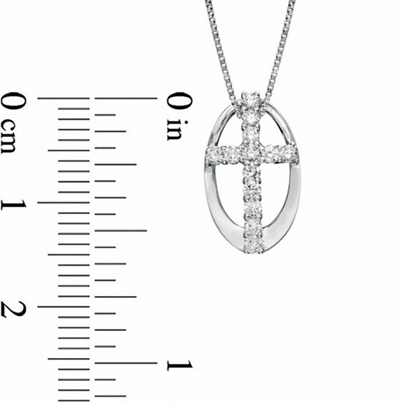 1/4 CT. T.W. Diamond Oval with Cross Pendant in Sterling Silver