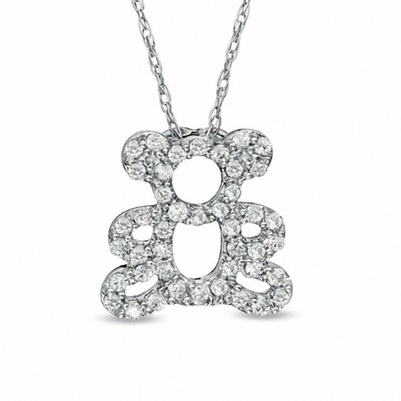 1/5 CT. T.W. Diamond Teddy Bear Pendant in Sterling Silver | Zales