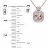Thumbnail Image 1 of 5.0mm Cushion-Cut Morganite and 1/10 CT. T.W. Diamond Frame Pendant in 10K Rose Gold - 17"