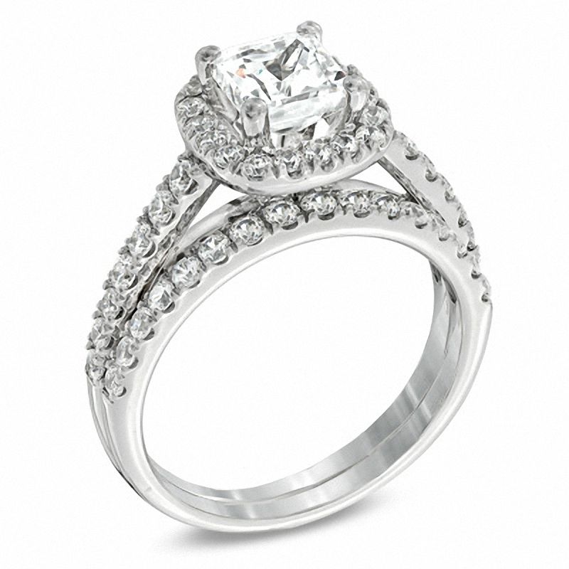 Main Image 2 of 2 CT. T.W. Princess-Cut Diamond Frame Bridal Set in 14K White Gold