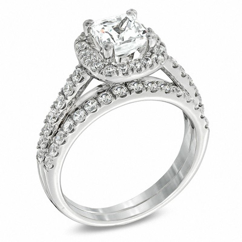 2 CT. T.W. Princess-Cut Diamond Frame Bridal Set in 14K White Gold