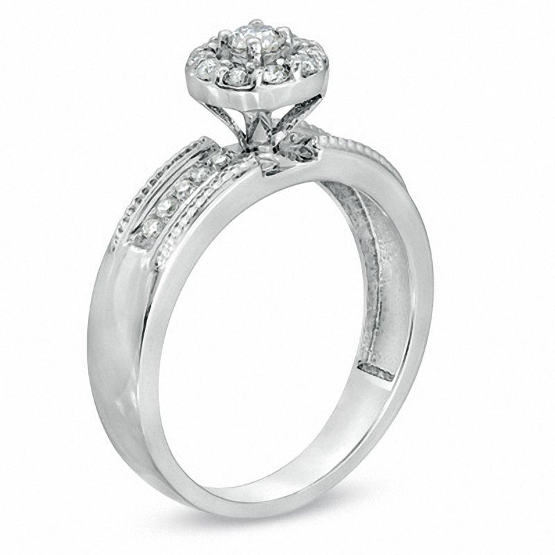 1/3 CT. T.W. Diamond Halo Framed Engagement Ring in 10K White Gold