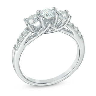 1 CT. T.W. Diamond Three Stone Engagement Ring in 10K White Gold