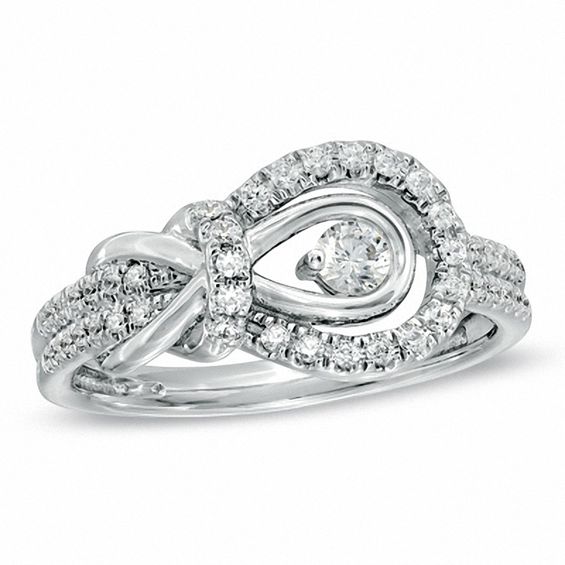 1 3 CT. T.W. Everlon Diamond Knot Ring in 10K White Gold Zales
