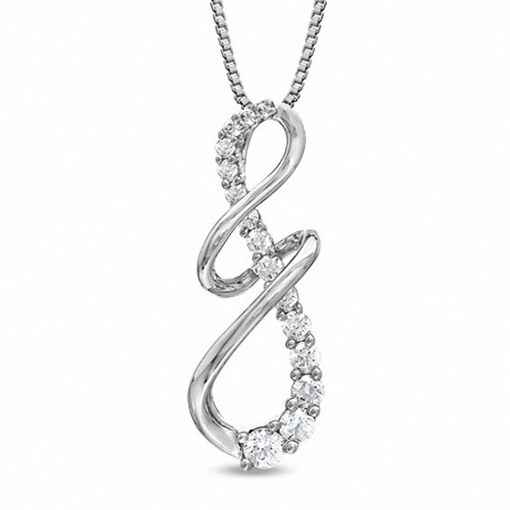 1/2 CT. T.W. Diamond Abstract Journey Pendant in 10K White Gold