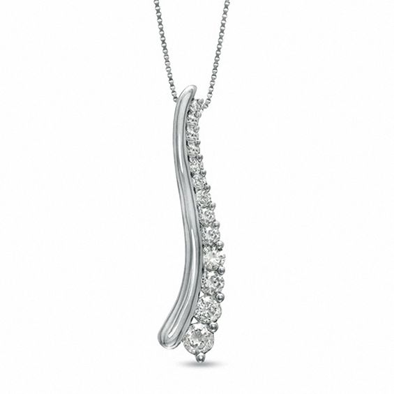 3/8 CT. T.W. Journey Diamond Pendant in 10K White Gold Clearance