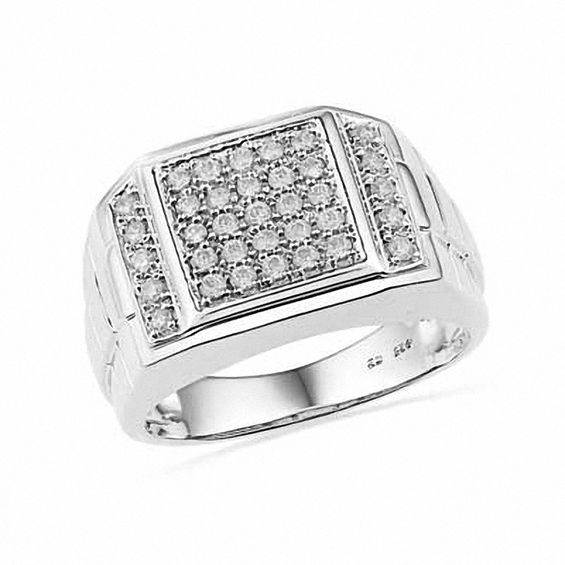 Diamond Square Cluster Ring Ct T W Silver Diamond Square Cluster Ring Ct T W Silver