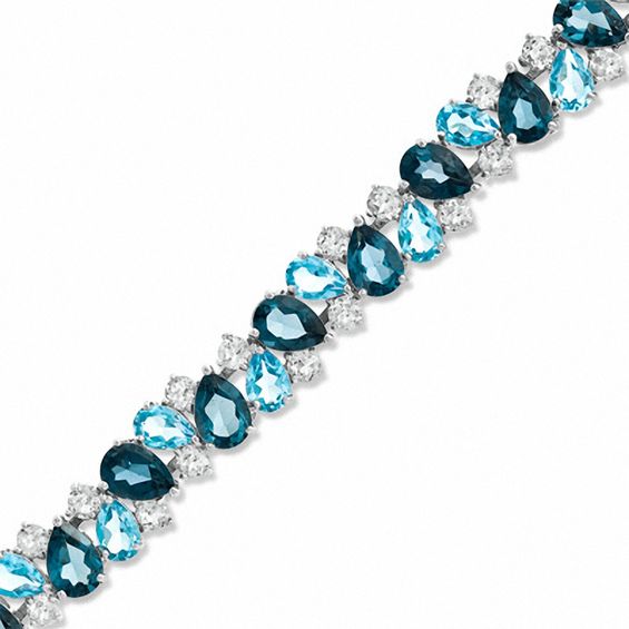 Blue And White Topaz Bracelet In Sterling Silver 7 25 Blue And White Topaz Bracelet In Sterling Silver 7 25
