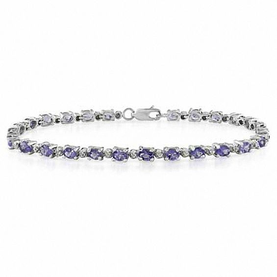 Oval Tanzanite And White Topaz Bracelet In Sterling Silver View Oval Tanzanite And White Topaz Bracelet In Sterling Silver