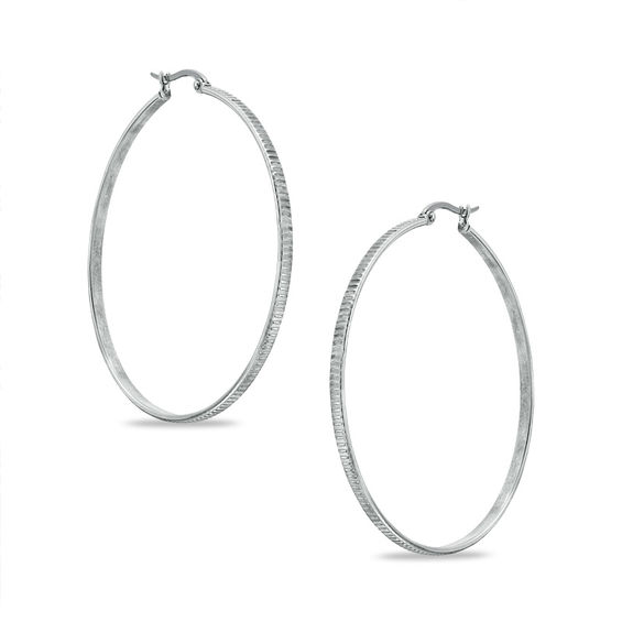 40mm Diamond Cut Hoop Earrings In Stainless Steel Hoops 40mm Diamond Cut Hoop Earrings In Stainless Steel