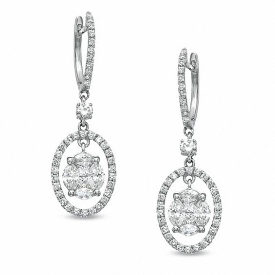 1 4 Ct T W Composite Diamond Oval Dangle Drop Earrings In 14k T W Composite Diamond Oval Dangle Drop Earrings In 14k