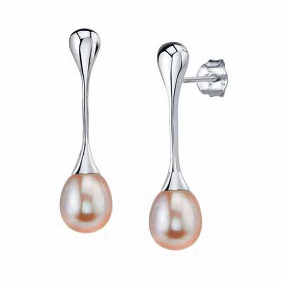 8 0mm Pink Cultured Freshwater Pearl Earrings In Sterling Silver 8 0mm Pink Cultured Freshwater Pearl Earrings In Sterling Silver