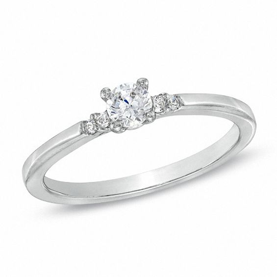 0.15 Carat 10k White Gold Diamond Ladies Engagement Bridal Promise Ring Size 5.5 