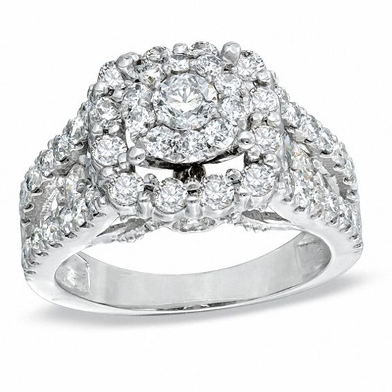 2 CT. T.W. Diamond Split Shank Engagement Ring in 14K White Gold | Online Exclusives ...