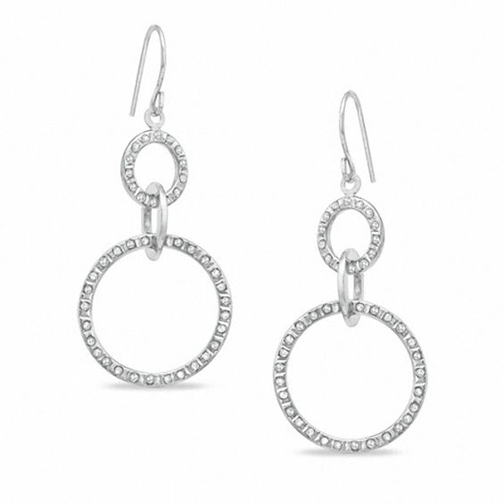 Diamond Fascination Triple Circle Drop Earrings In Sterling Silver Diamond Fascination Triple Circle Drop Earrings In Sterling Silver With Platinum Plating