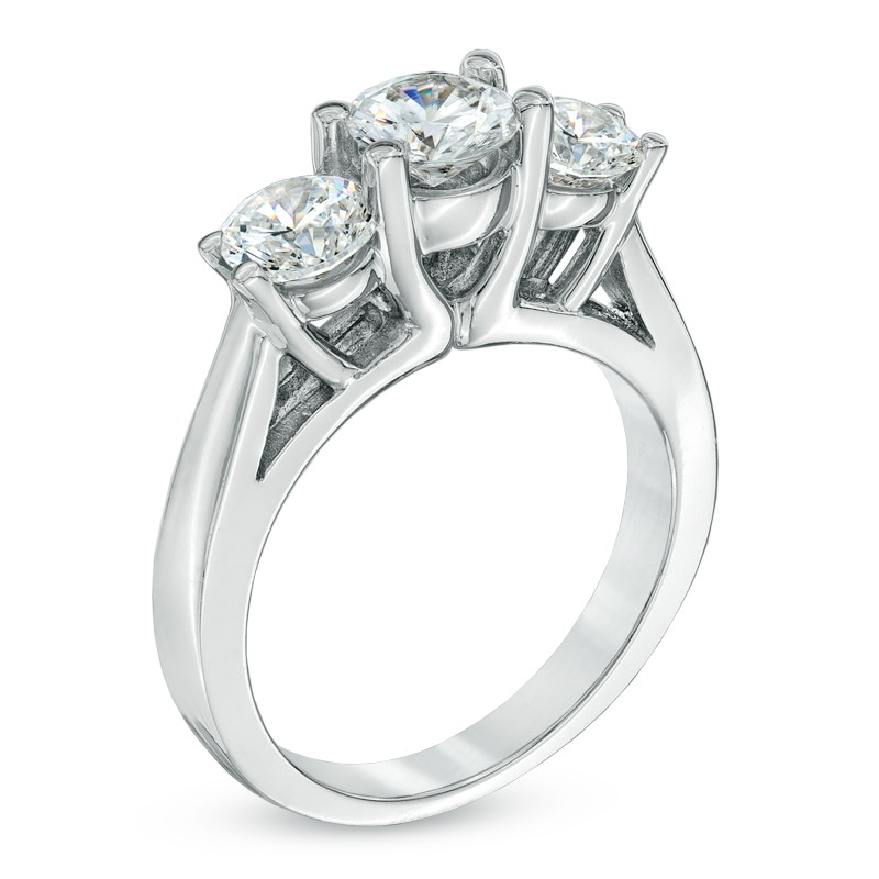 1-1/2 CT. T.W. Certified Diamond Three Stone Ring in 14K White Gold (I/I2)