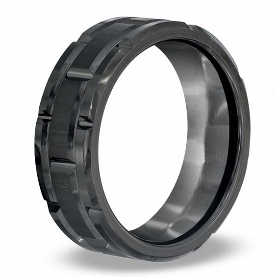 Triton Men's 8.0mm Comfort Fit Black Tungsten Wedding Band Triton Collections Zales