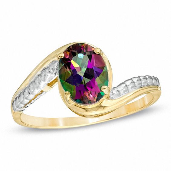 Oval Mystic Fire® Topaz Ring in 10K Gold Gemstone Rings Rings Zales