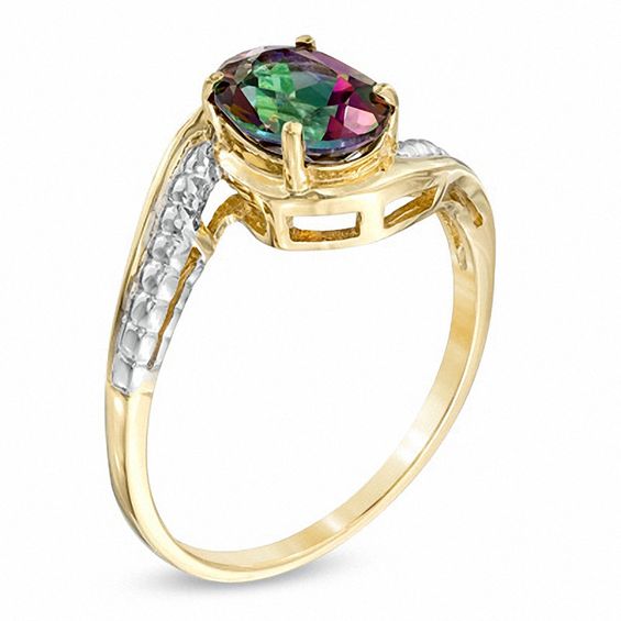 Oval Mystic Fire® Topaz Ring in 10K Gold Gemstone Rings Rings Zales