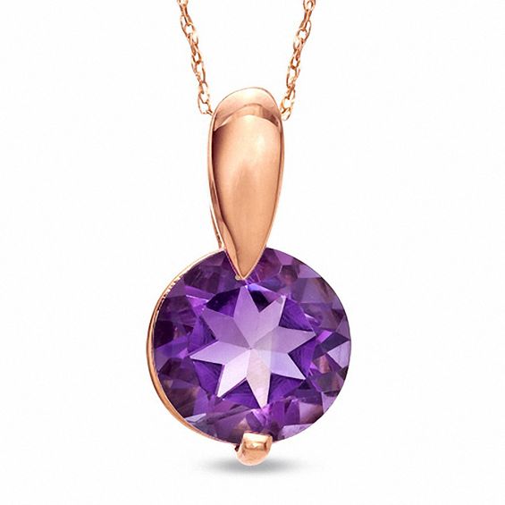 10.0mm Amethyst Pendant in 10K Rose Gold Rose Gold Necklaces