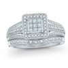 Thumbnail Image 0 of 3/8 CT. T.W. Princess-Cut Composite Diamond Frame Bridal Set in 10K White Gold