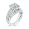 Thumbnail Image 1 of 3/8 CT. T.W. Princess-Cut Composite Diamond Frame Bridal Set in 10K White Gold