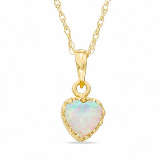 18" 14K White Gold Heart Shape 0.5 ct Created Opal Diamond Pendant 