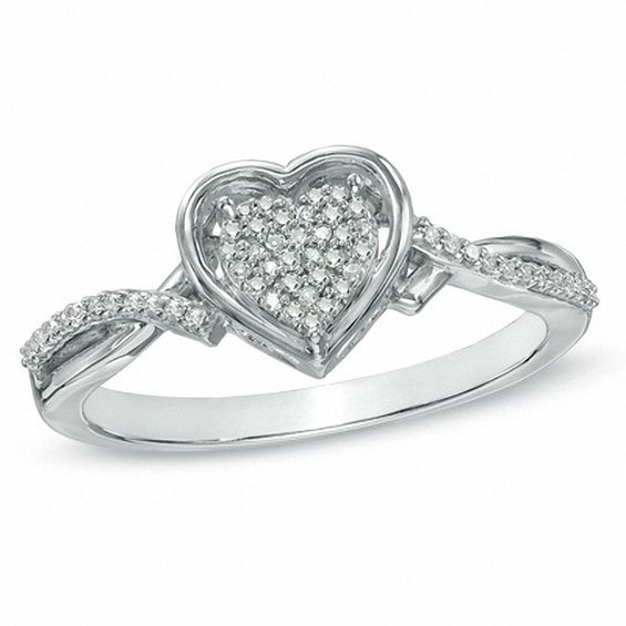Details about   10kt White Gold Womens Round Diamond Double Heartbeat Ring 1/5 Cttw